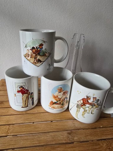 Vintage Norman Rockwell Coffee Mug Set – Set of 4 Collectible Mugs image 0
