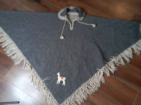 Alpaca dark gray poncho image 0