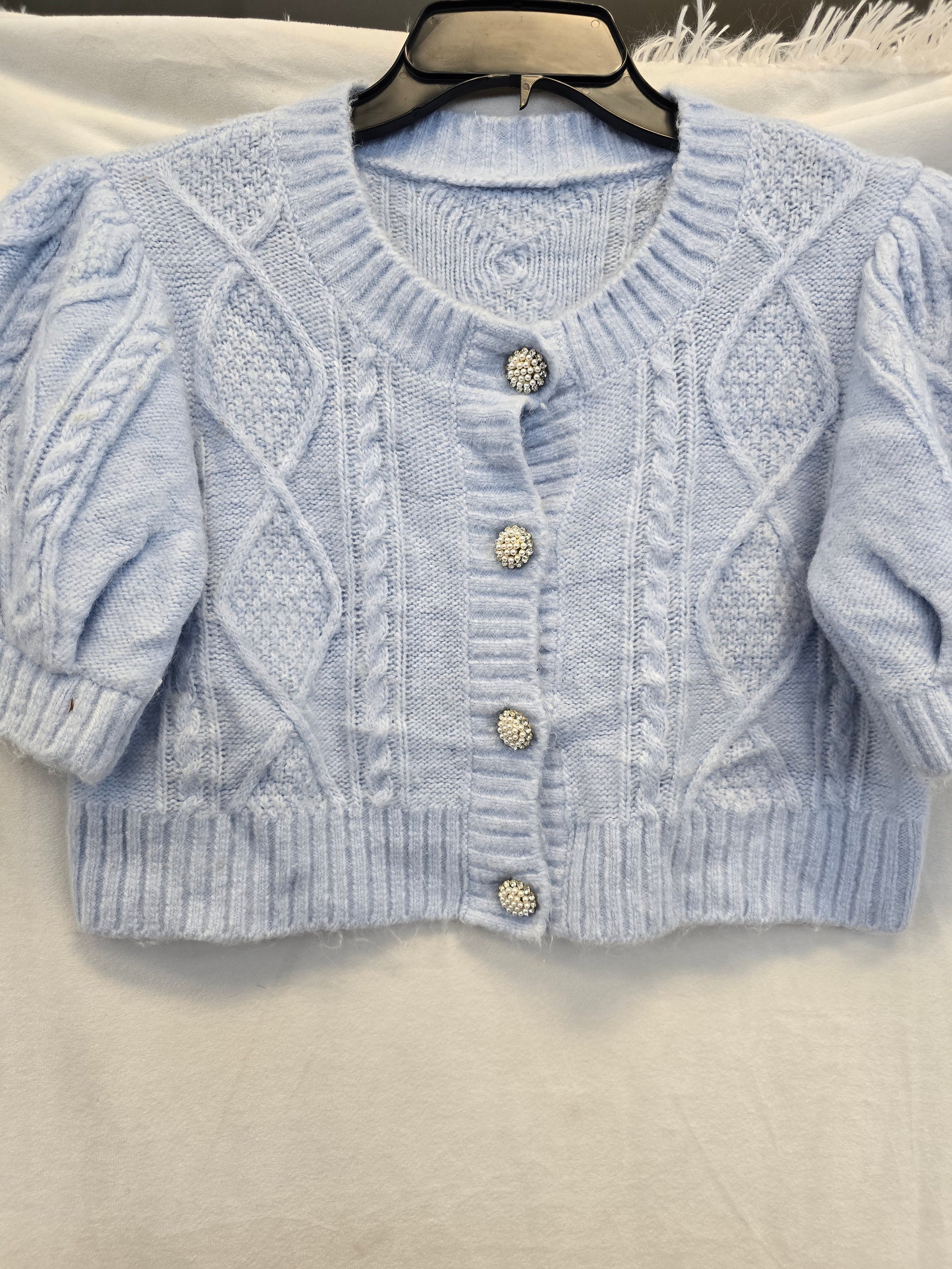 Crop top knitted blue sweater  image 2