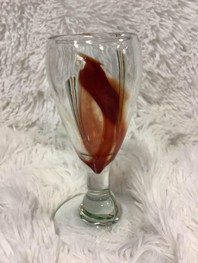 Small orange and green striped cup image 1