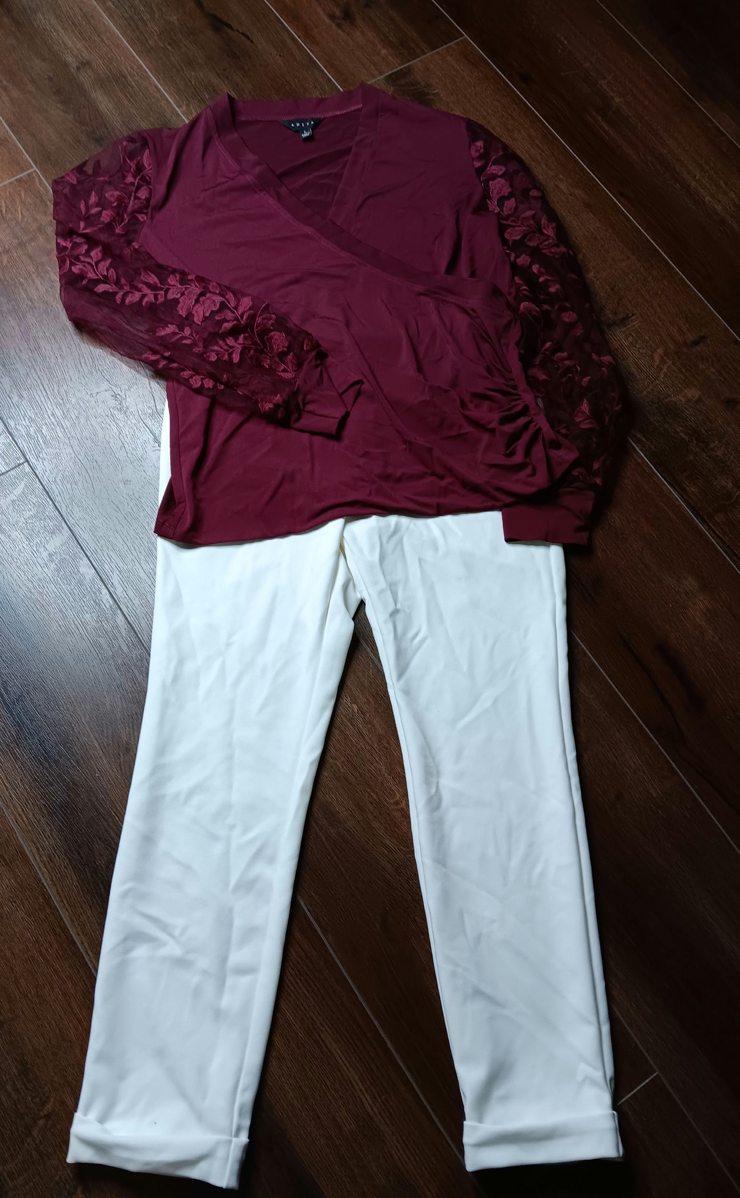 Burgundy long sleeve blouse size Large image 5