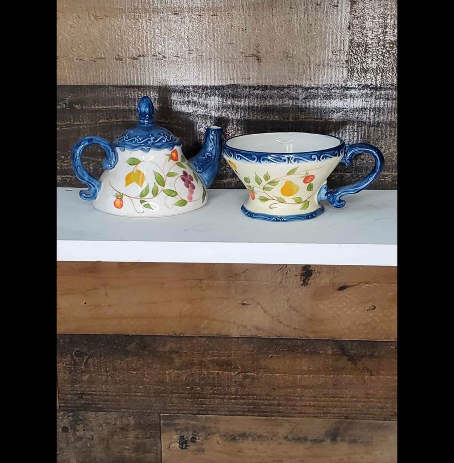 Garden ridge Floral nesting tea pot with cup image 3