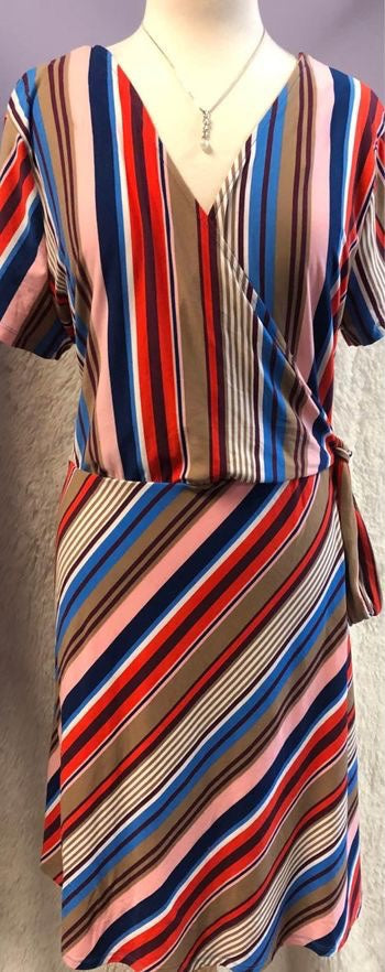 multi colored striped dress image 2
