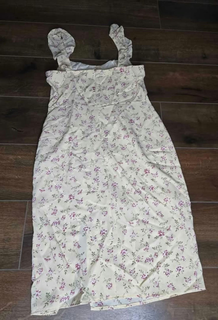 Girls White floral dress L image 2