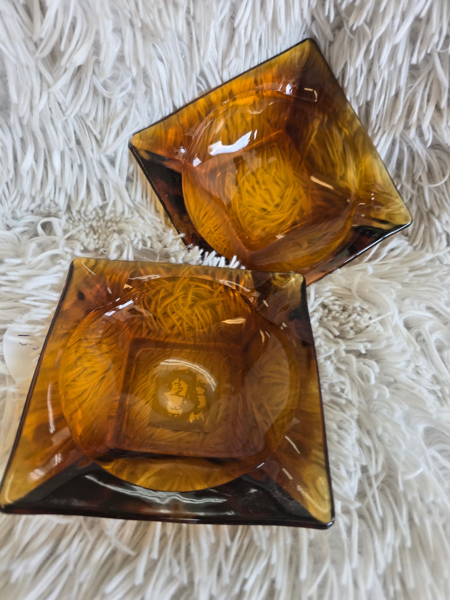 Vintage amber glass ash tray image 1