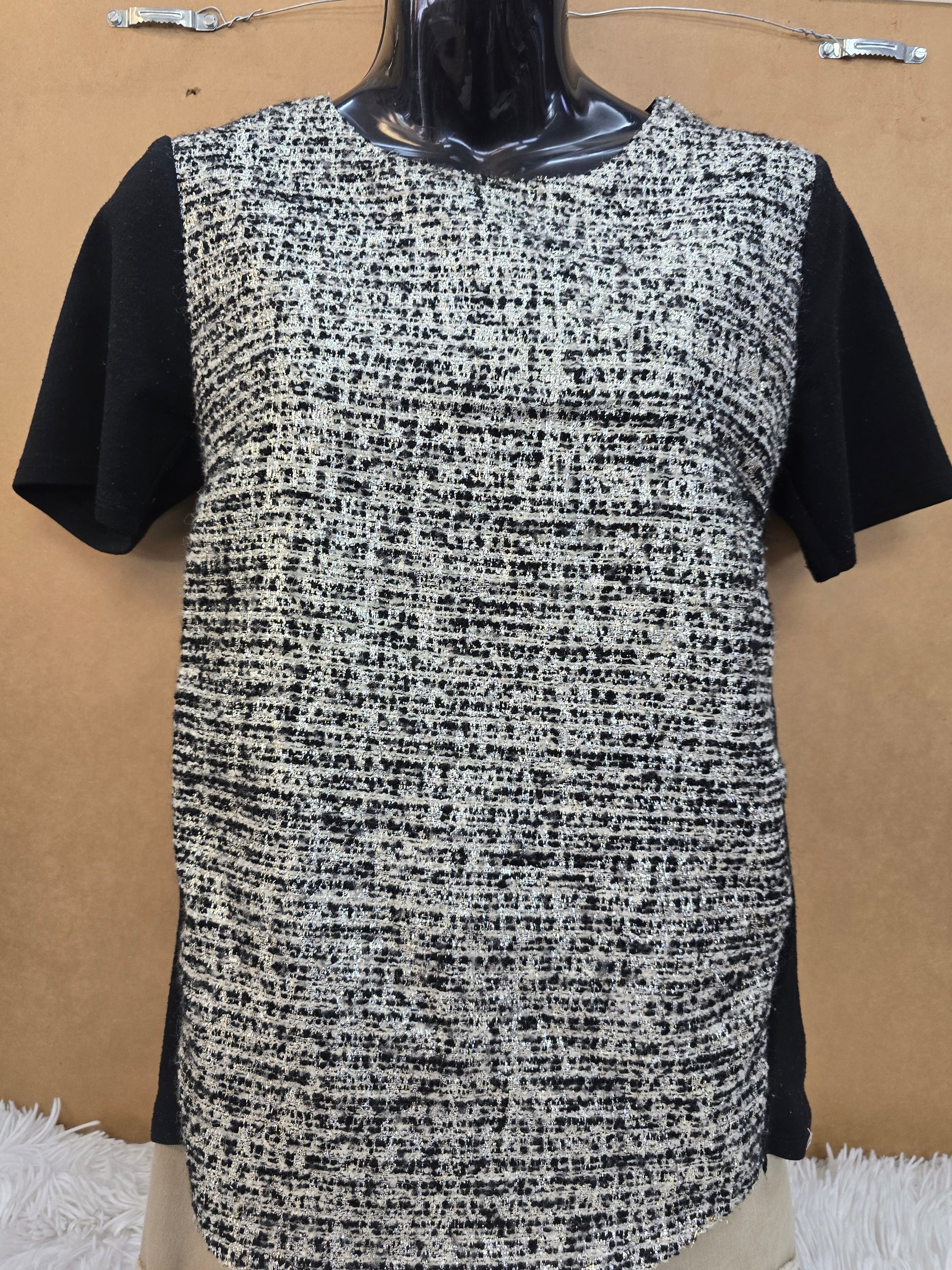 Petticoat Alley Women Top Extra Small Black Acrylic Blend Short Sleeve Shirt image 3