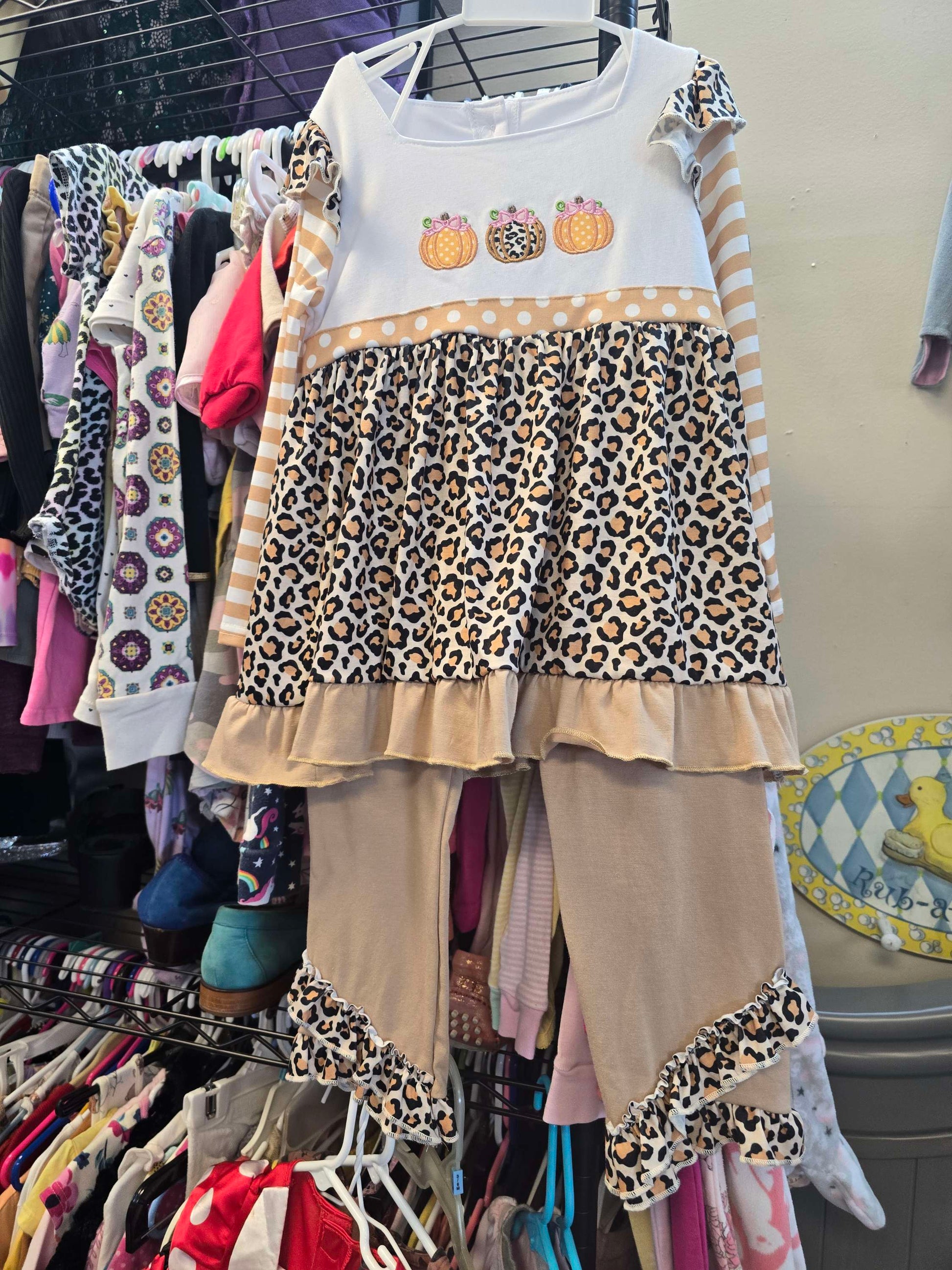 Little girl fall pants set 4y NEW WITH TAG image 2