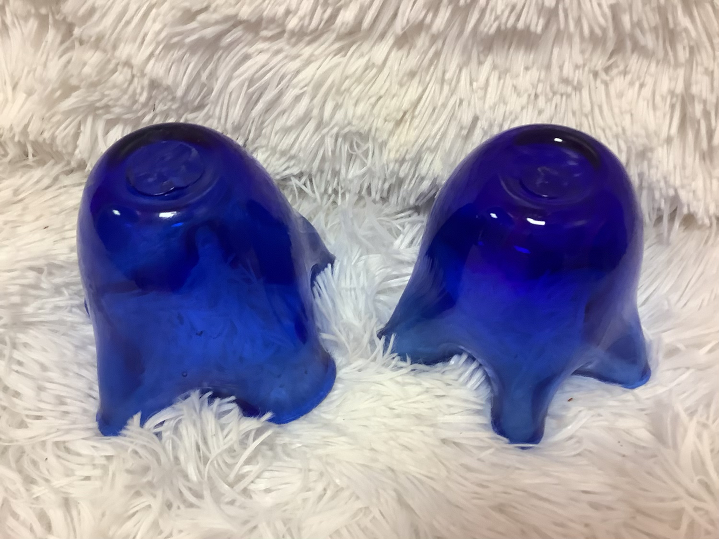 2 Handkerchief style cobalt blue glass vase image 1