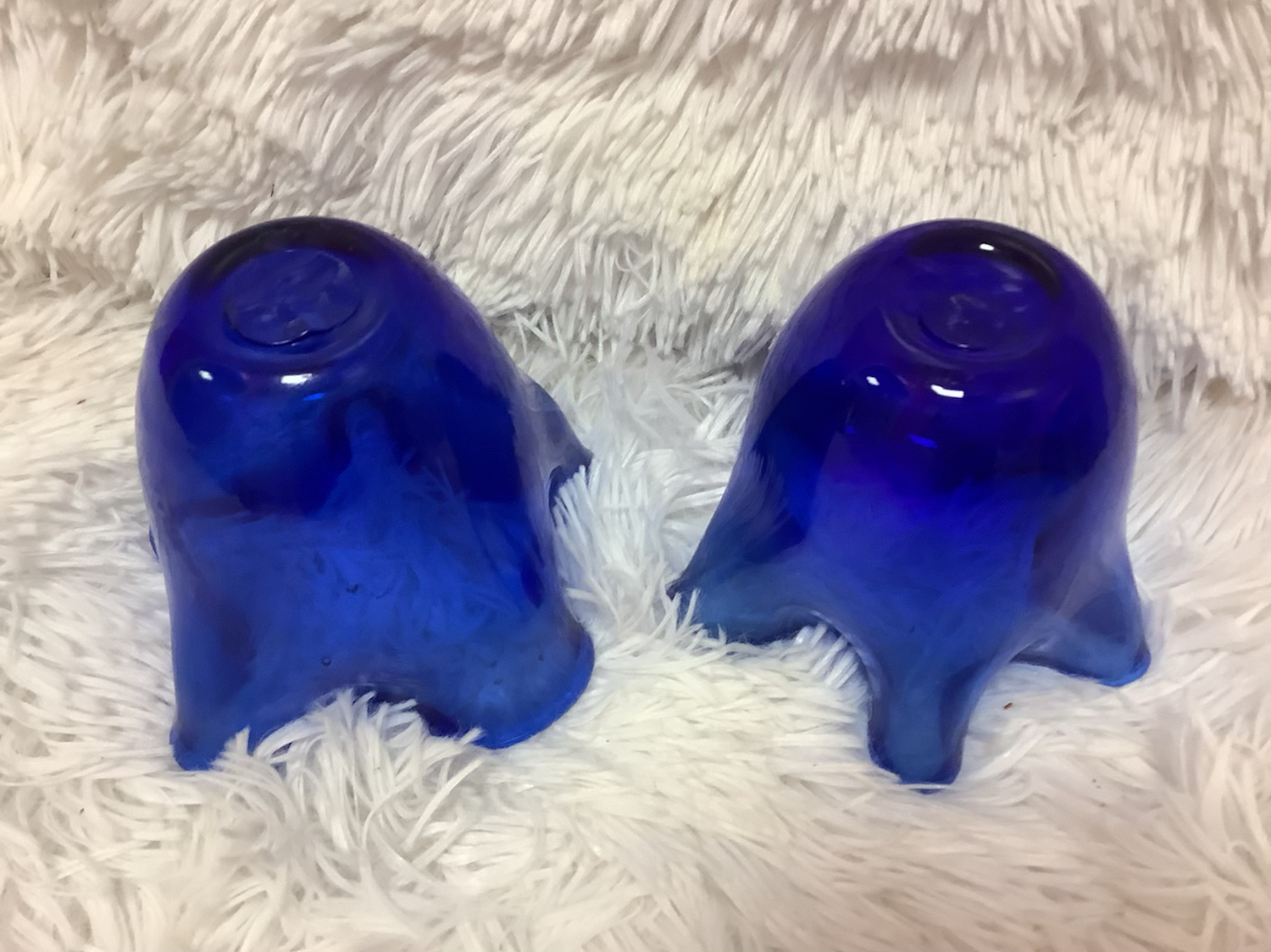 2 Handkerchief style cobalt blue glass vase image 1