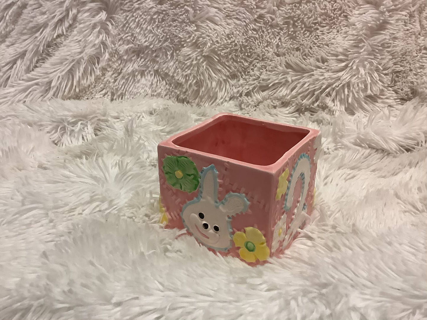 Vintage Ceramic Pink baby flower vase image 3