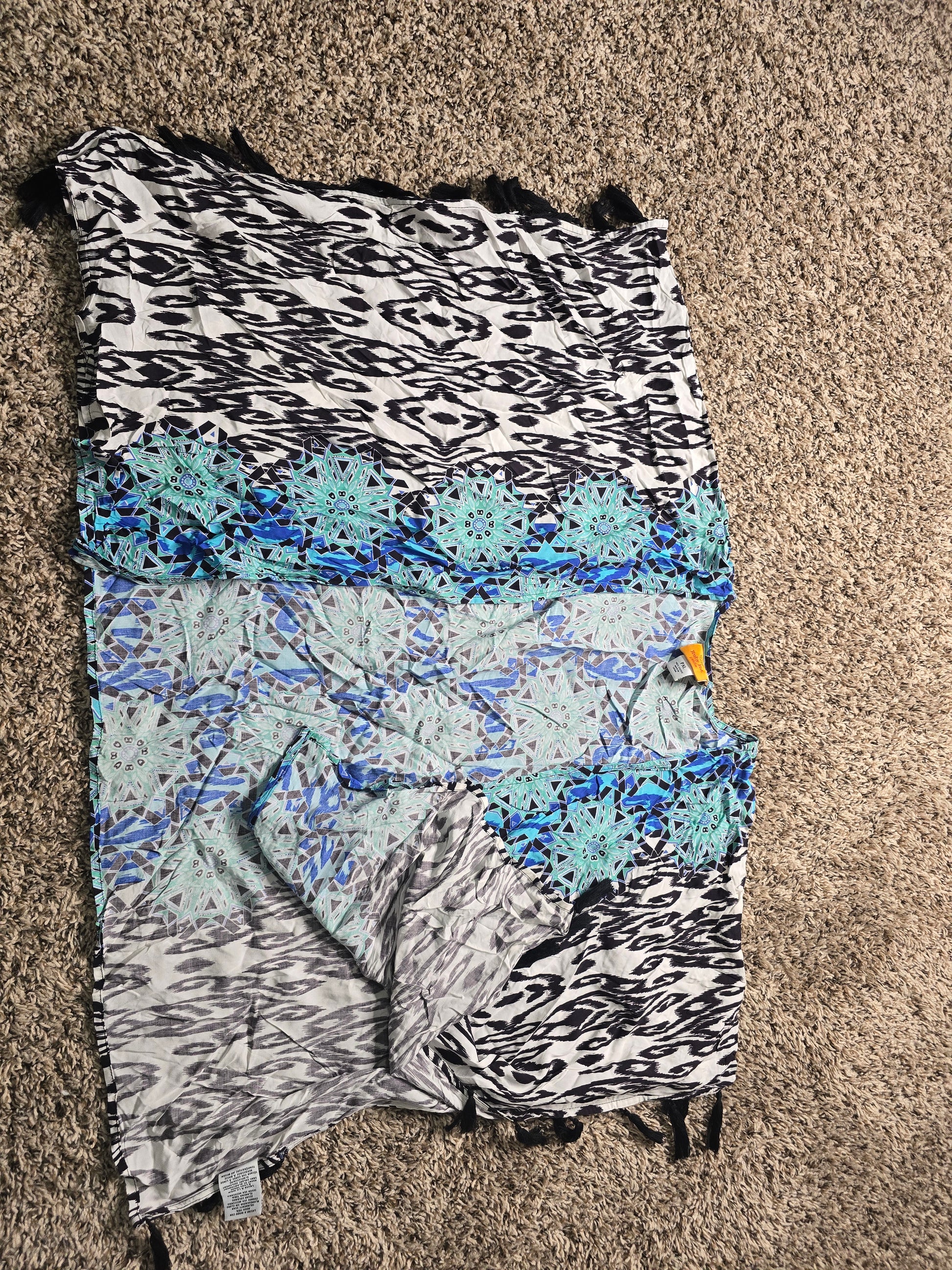 Ruby Rd. Black and White Patterned Open Front Kimono image 3