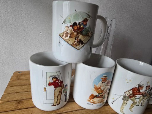 Vintage Norman Rockwell Coffee Mug Set – Set of 4 Collectible Mugs image 1
