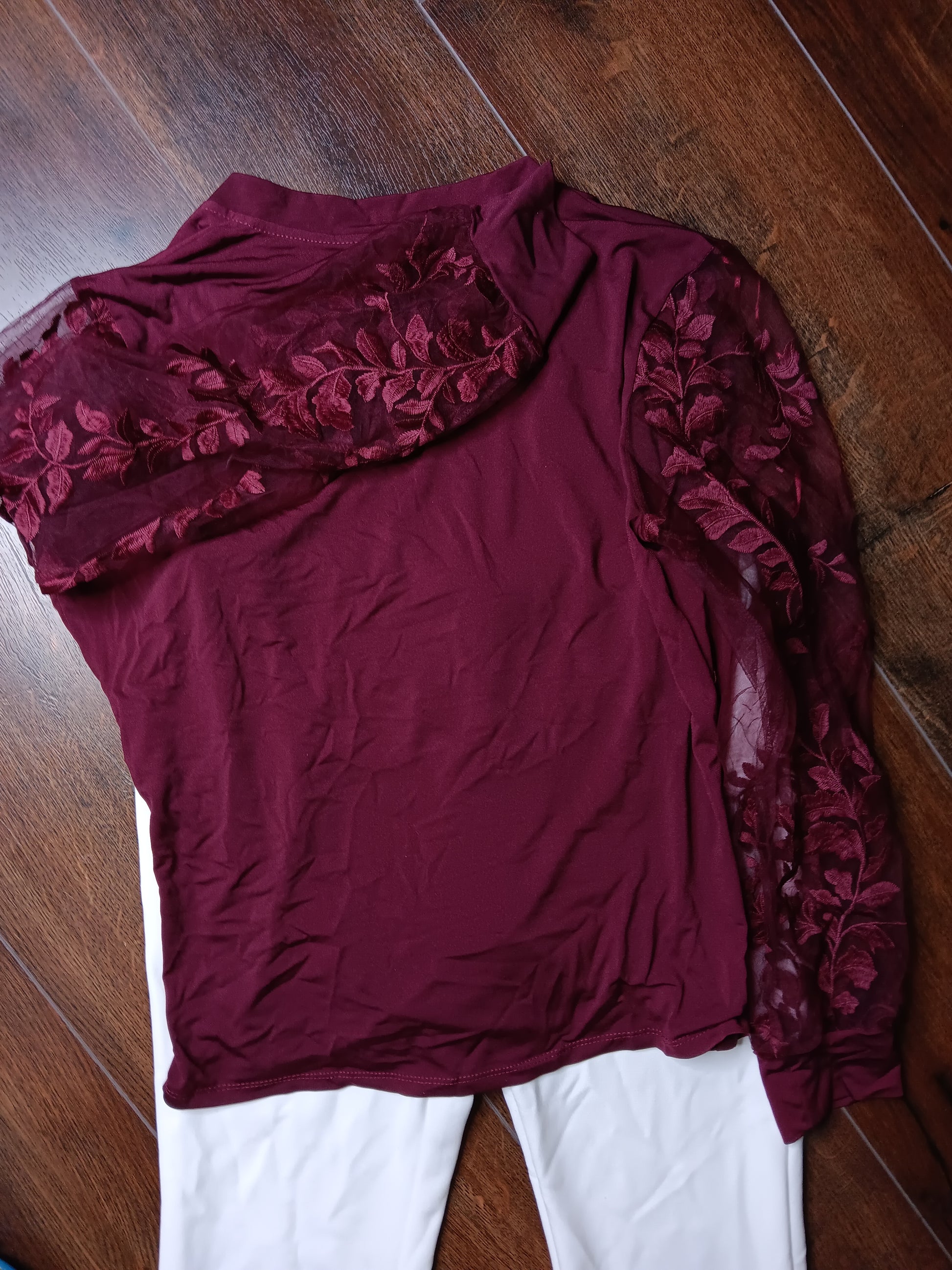 Burgundy long sleeve blouse size Large image 0