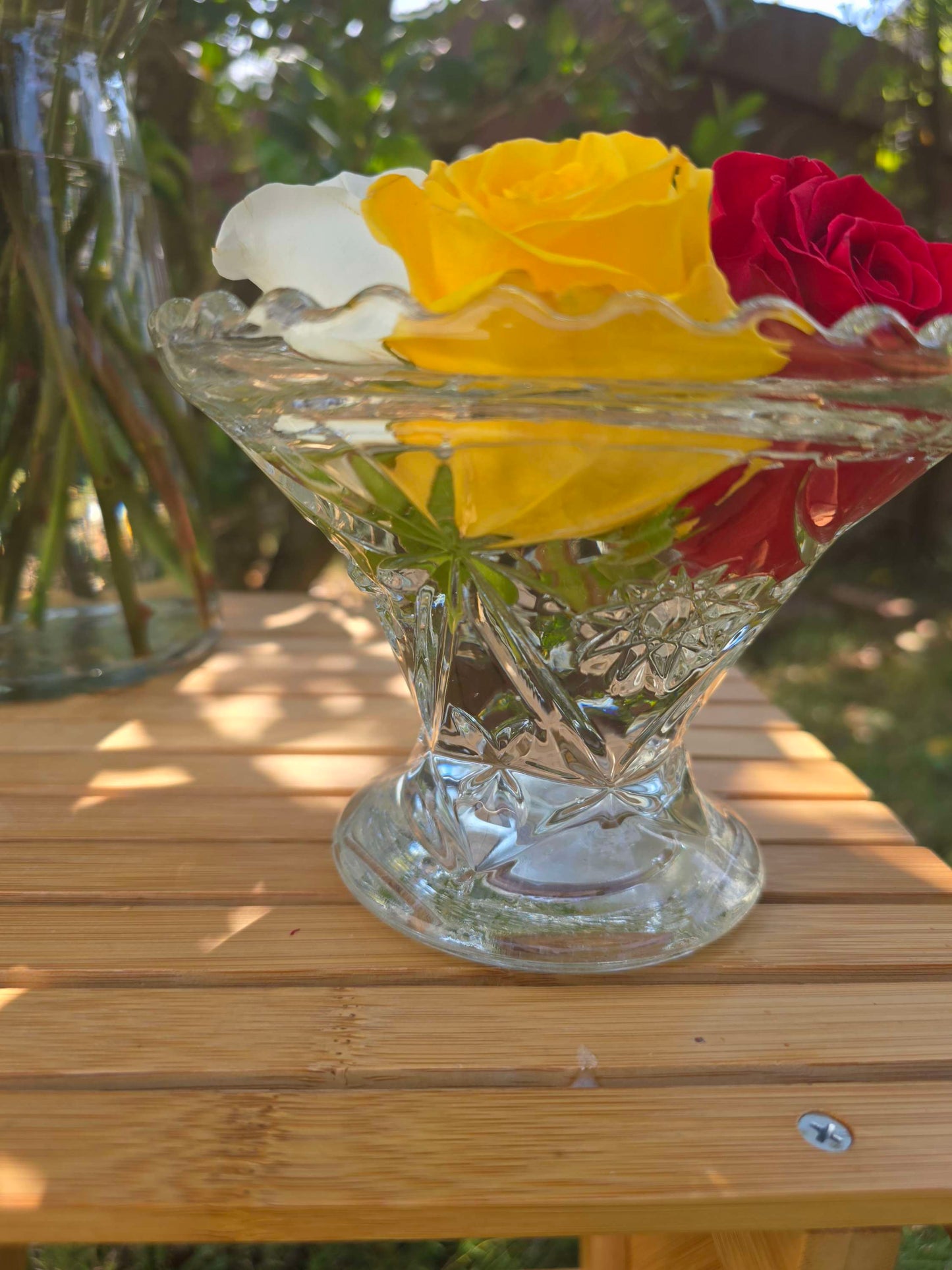 Vintage Clear Glass vase/ doubles as a punch bowl vase image 2