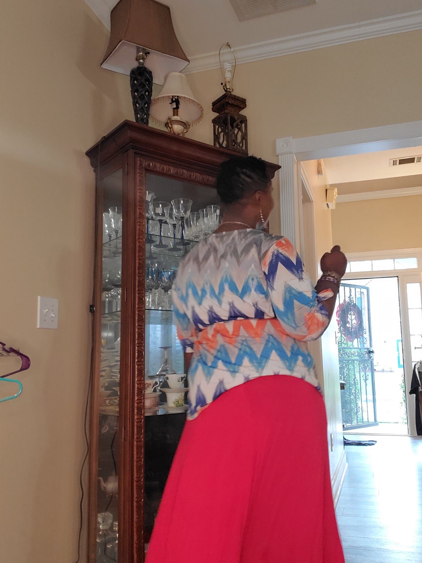 Woman blue and orange multicolor color blouse image 7