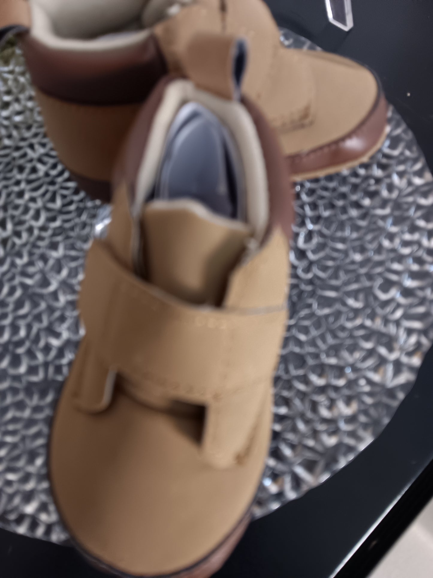 Baby Boys Soft Sole High-Top Crib Shoes – Tan & Brown image 2