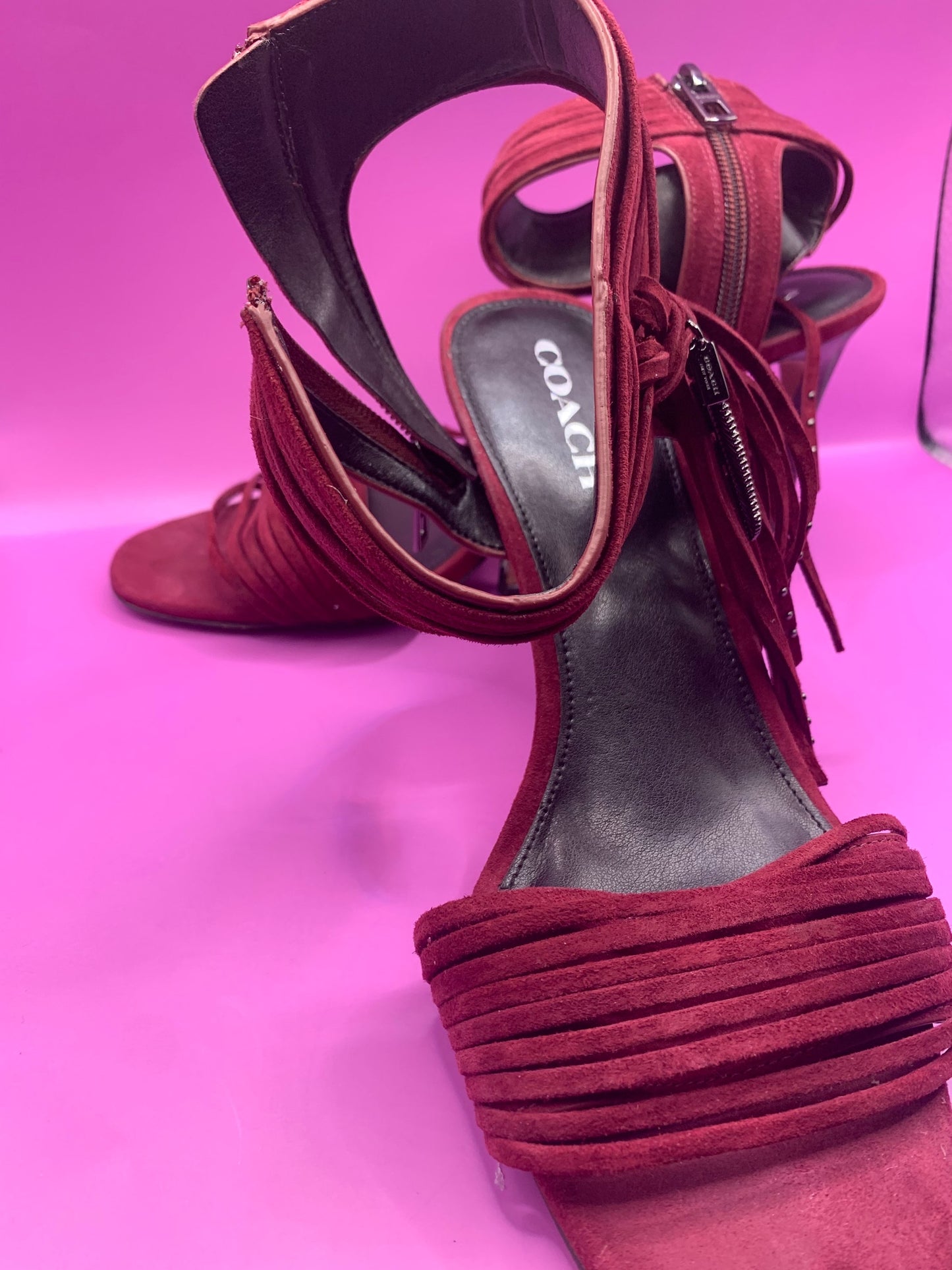 Coach slipper, Authentic coach burgundy heel slipper ( size 11B) image 0
