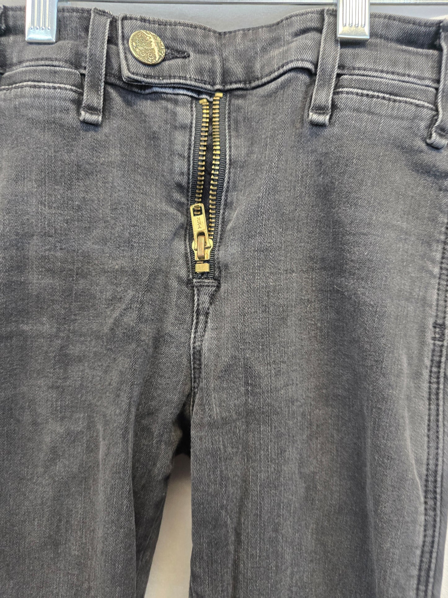 McGuire Gotham High Rise Skinny Crop Exposed Zipper Distressed Jean Grey, Sz 25 image 2