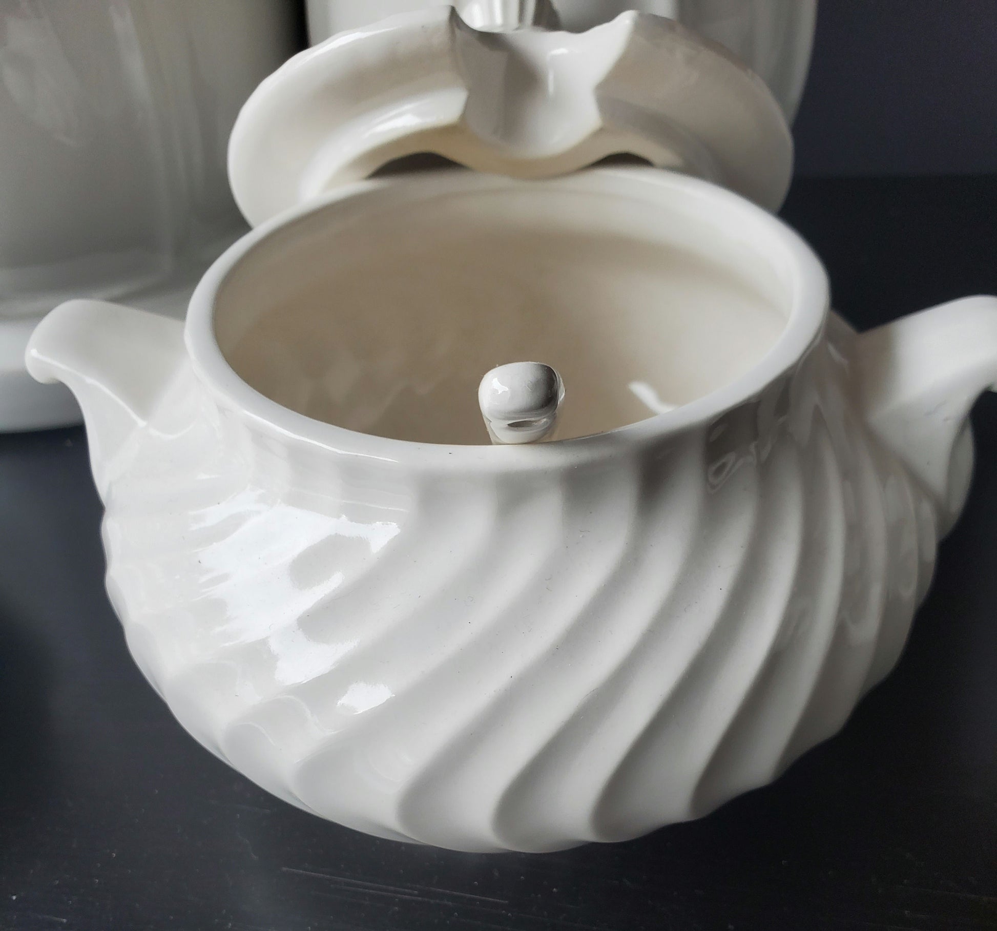 Medium size 2 piece white sugar bowl set image 4