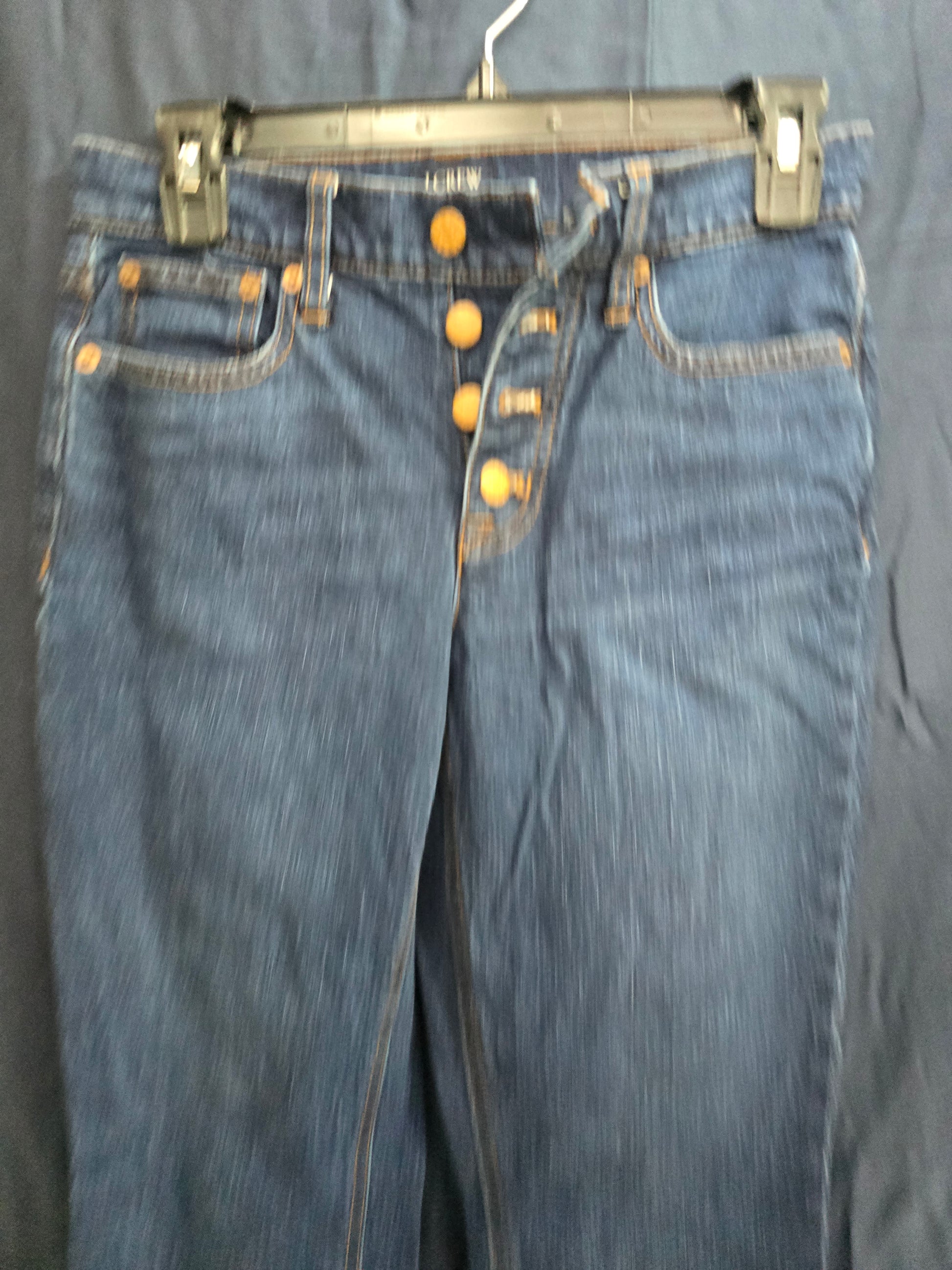 J. Crew Mid Rise Flare Crop Button Fly Dark Wash Jeans Size 25 Stretch Cotton image 2