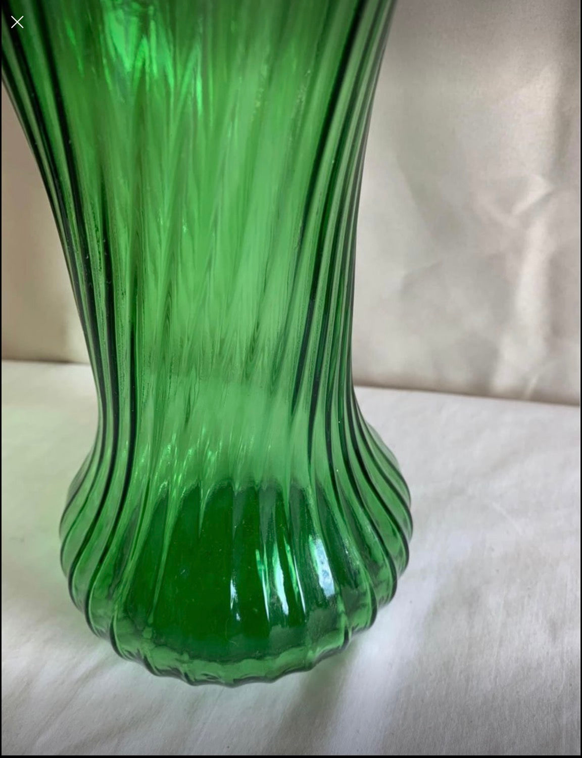 Large Hossier Green Glass Vase image 1