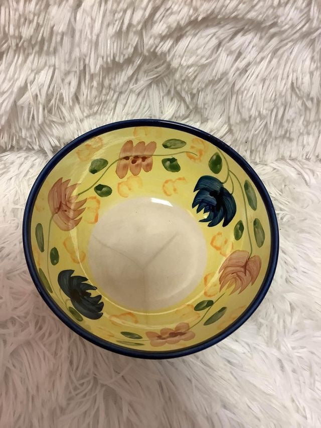 Floral Yellow Bowl(small Cracks Inside And Outside The Bowl) image 0