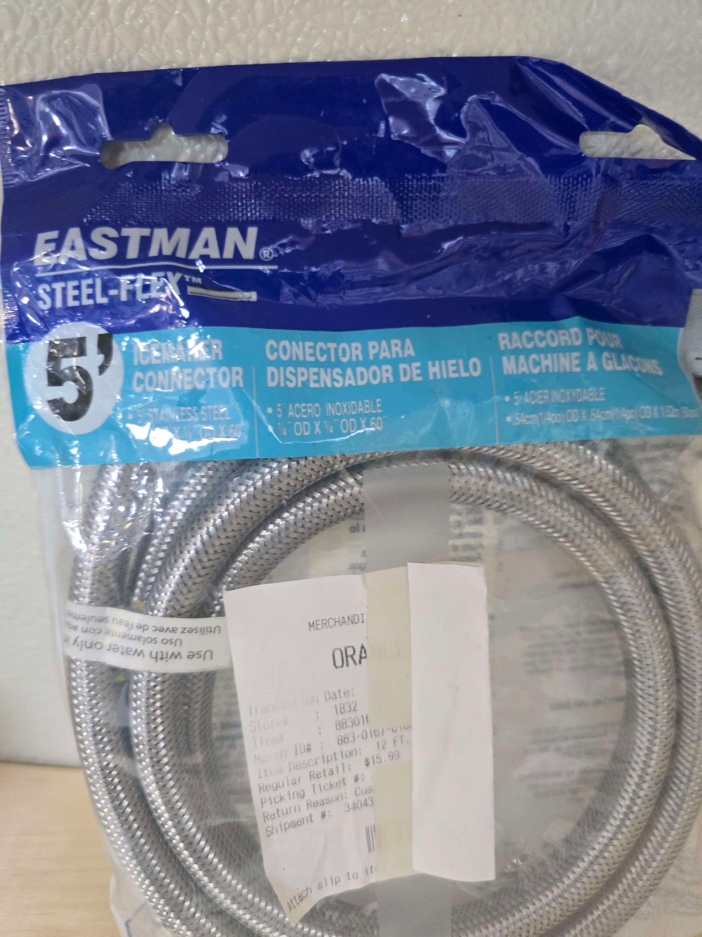 Eastman steel flex 5ft ice maker hose image 0
