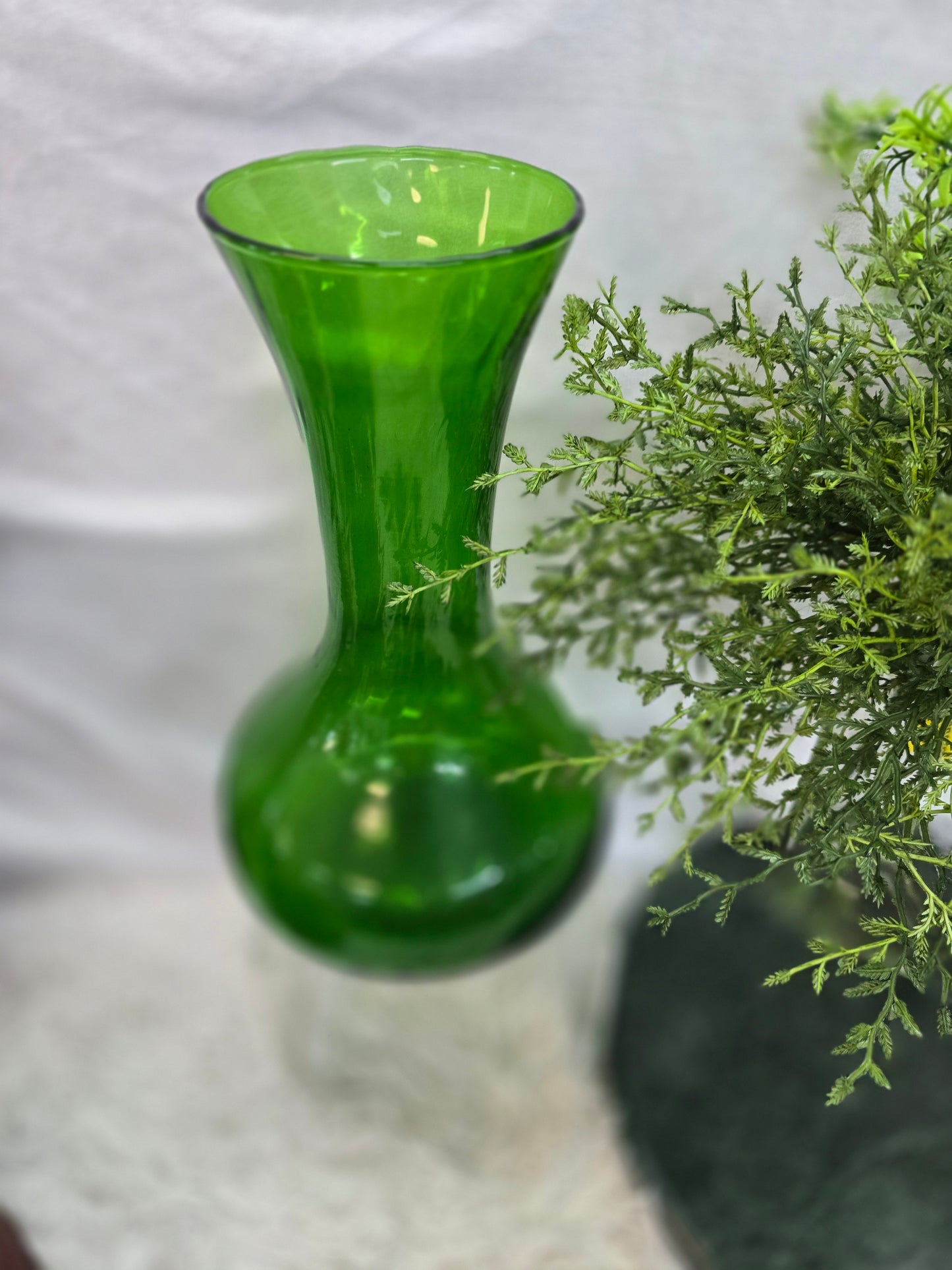 vintage green glass vase image 2