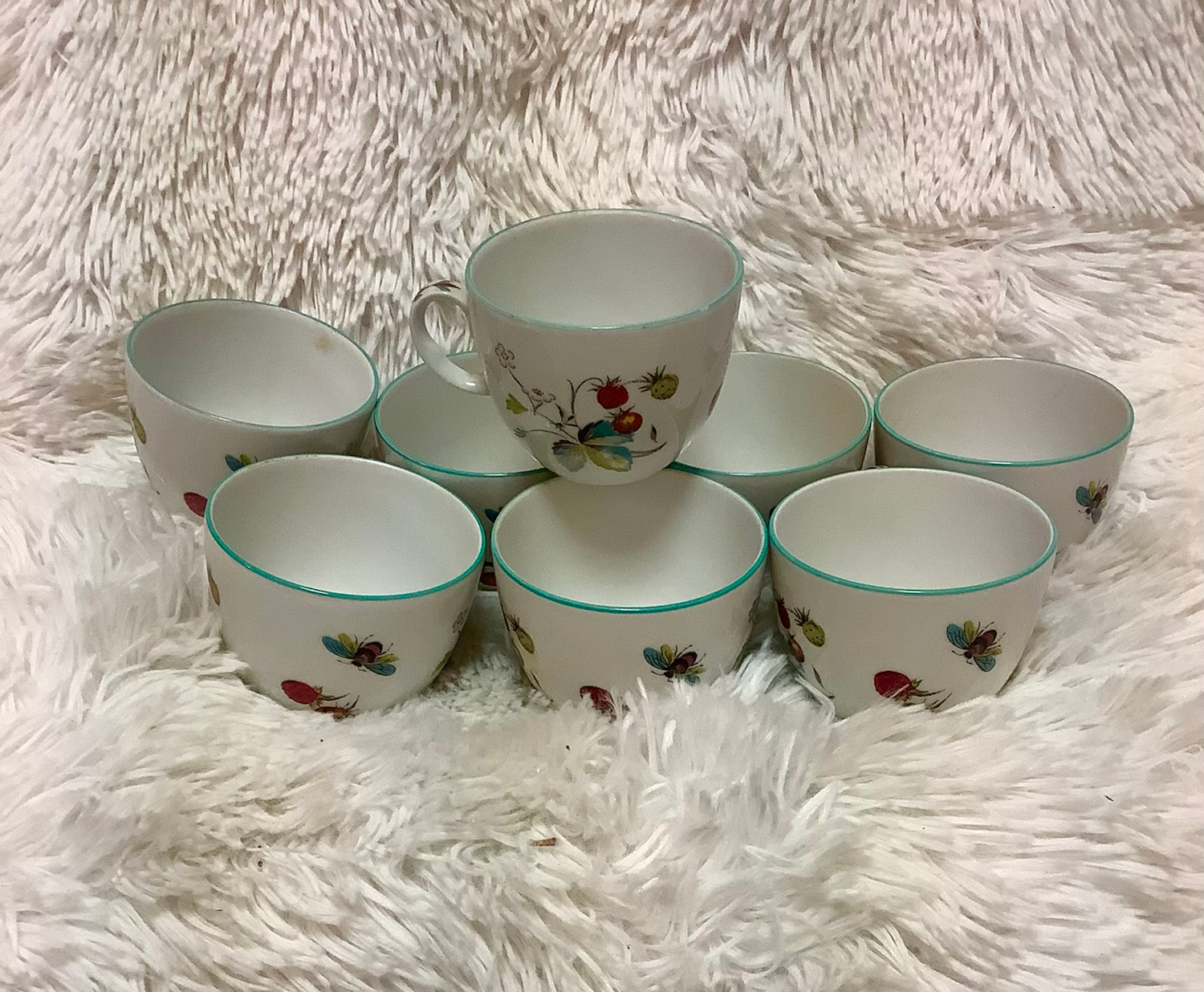 royal worcester flameproof porcelain strawberry fair cups set of 8 image 6