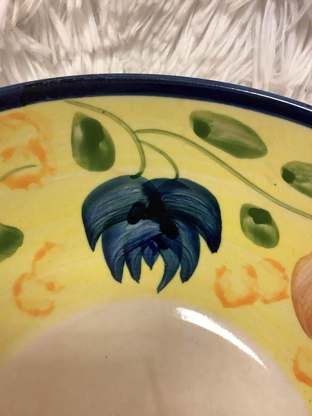Floral Yellow Bowl(small Cracks Inside And Outside The Bowl) image 2