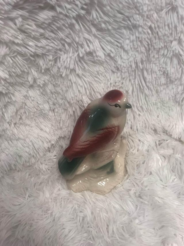 vintage chalkware bird on a branch Statue image 5