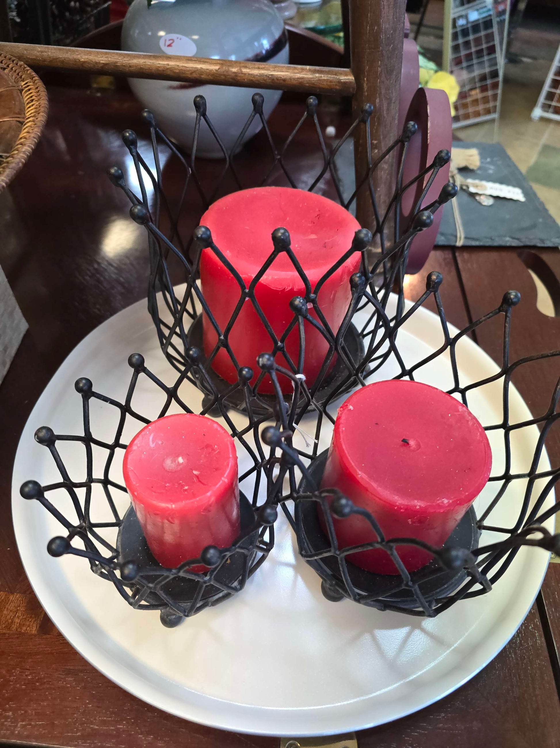 3 piece metal black candle holder image 0