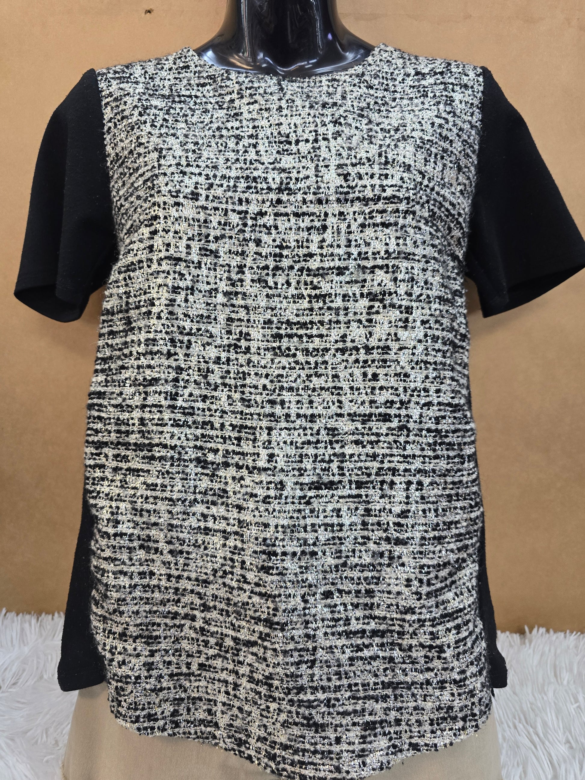Petticoat Alley Women Top Extra Small Black Acrylic Blend Short Sleeve Shirt image 0