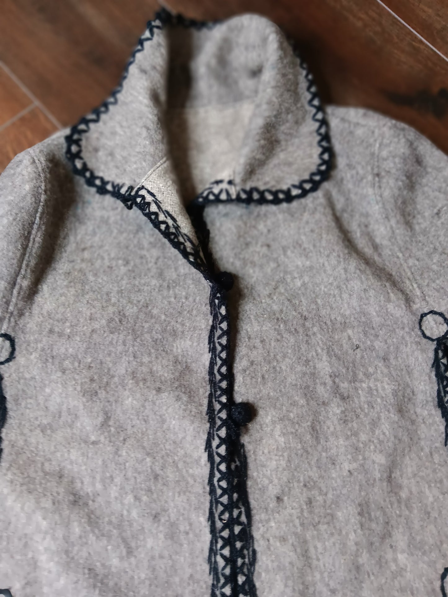 Authentic Gray and black alpaca poncho image 4