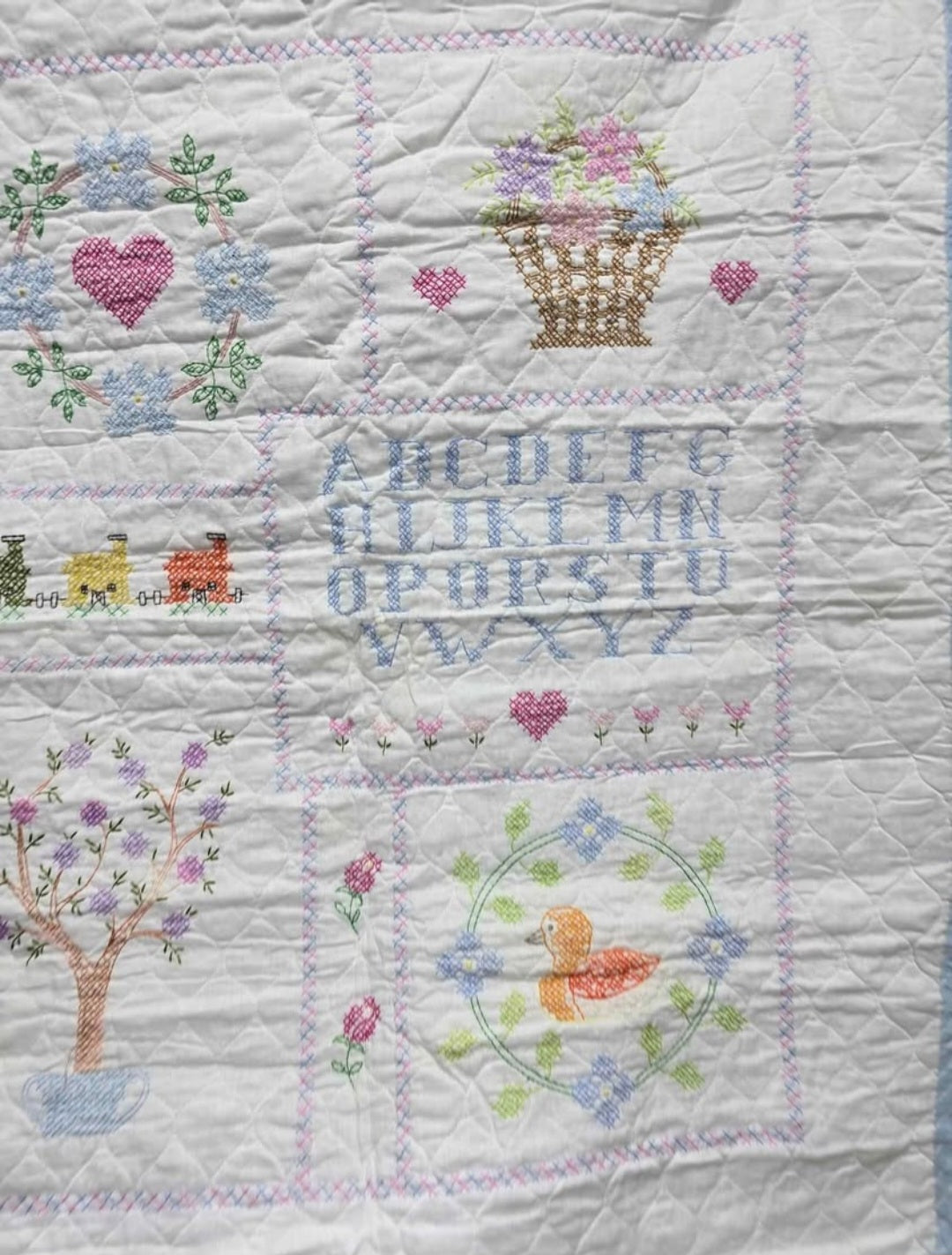 Vintage Cross stitched baby blanket image 2