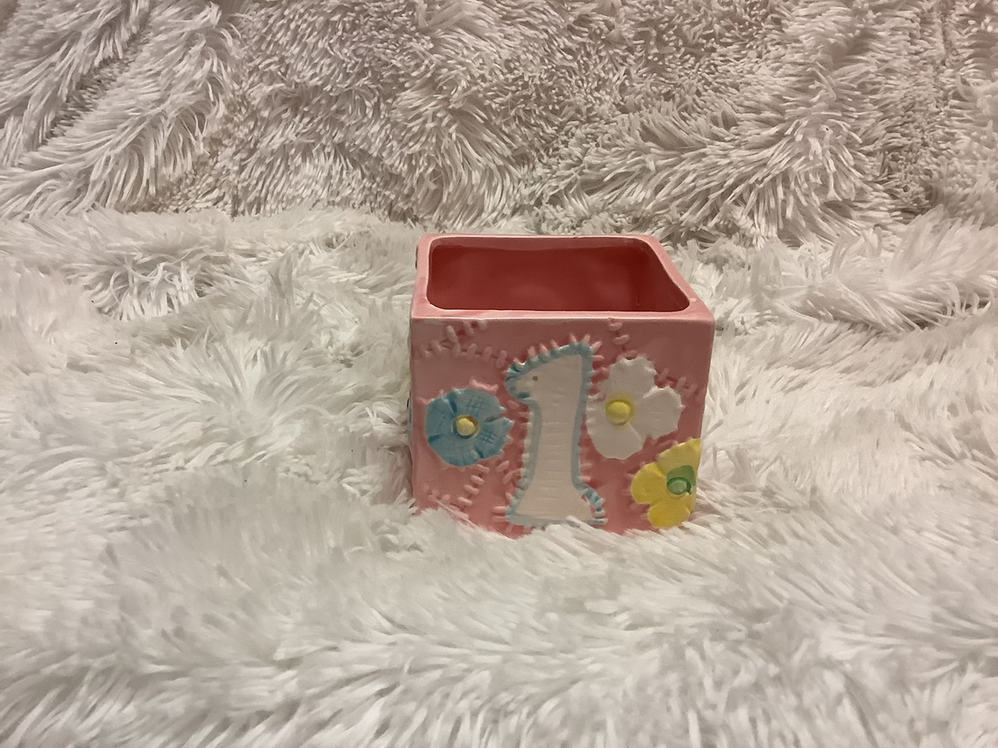 Vintage Ceramic Pink baby flower vase image 1