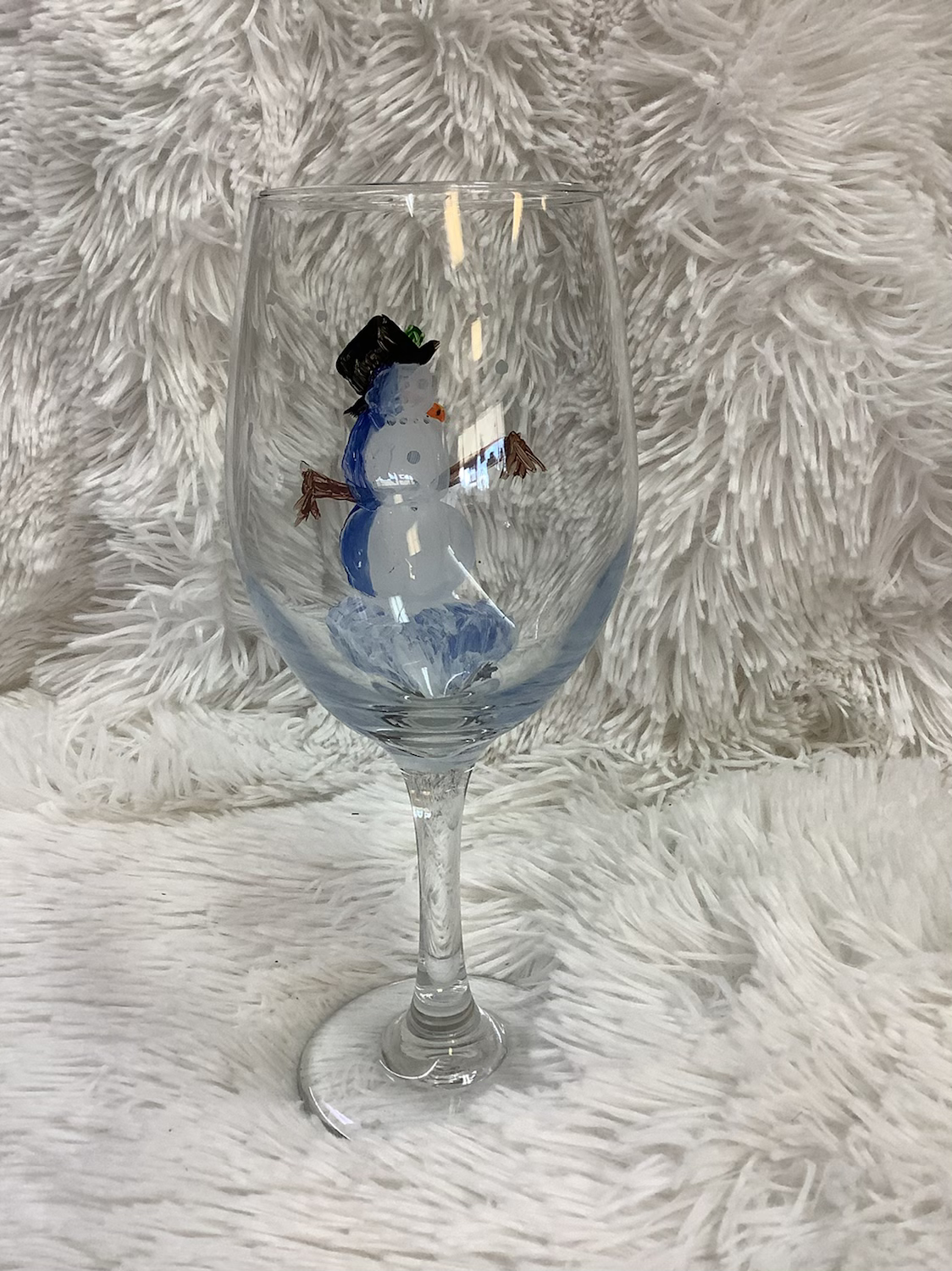 Hand painted snowman glass image 5