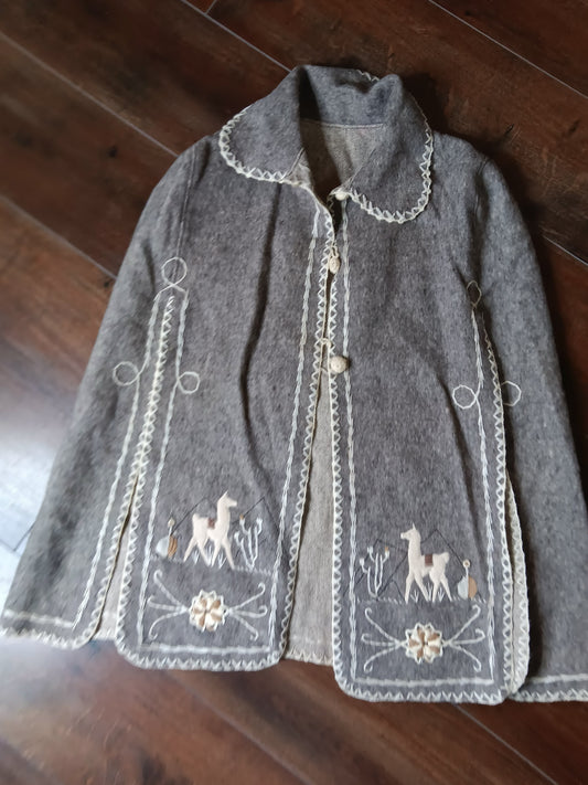 Authentic Alpaca poncho gray image 0