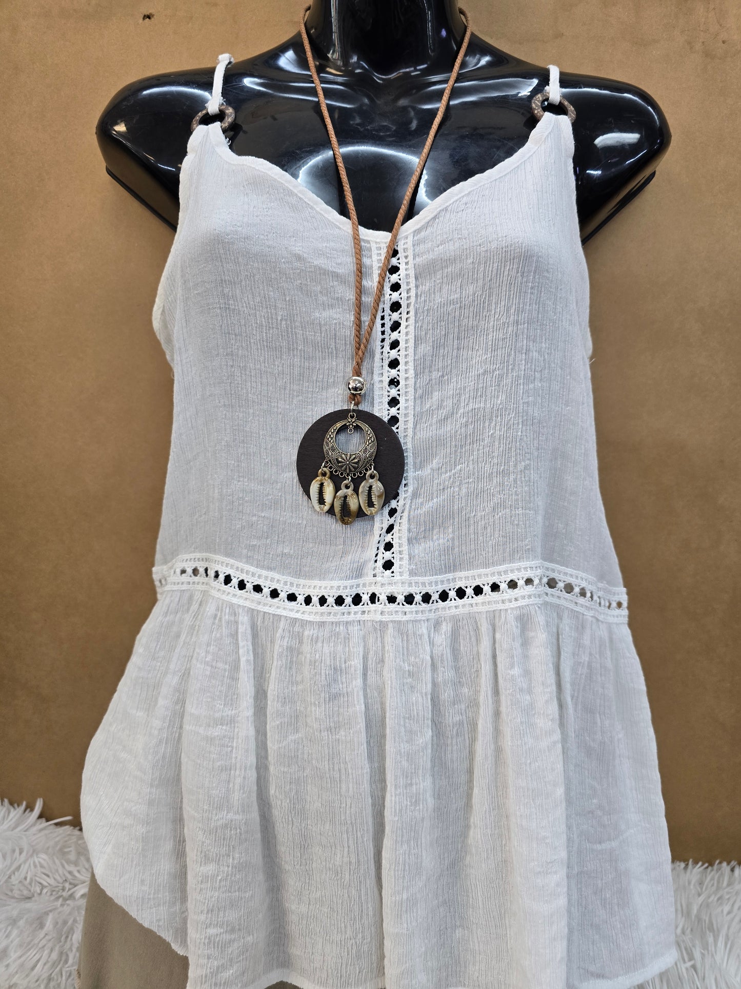 Spaghetti sleeve white blouse size small image 3