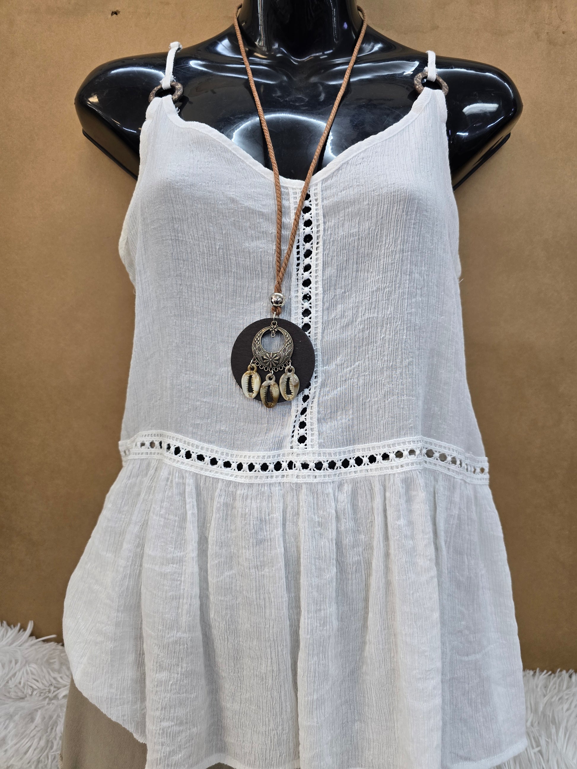 Spaghetti sleeve white blouse size small image 3