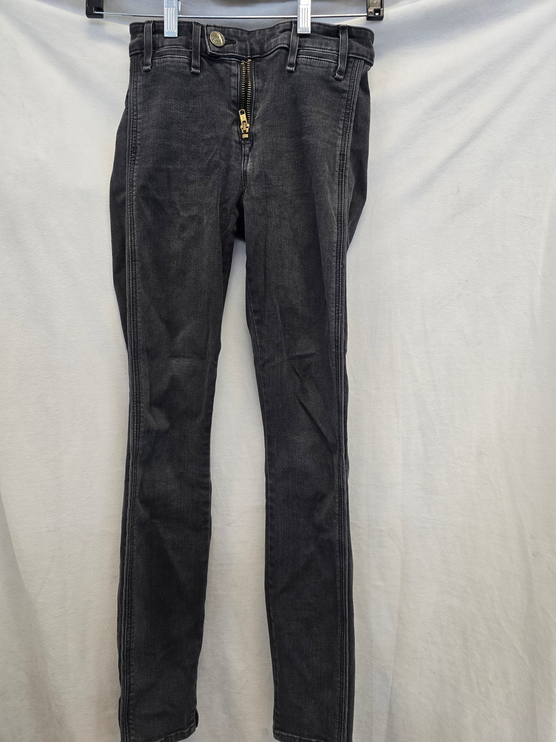 McGuire Gotham High Rise Skinny Crop Exposed Zipper Distressed Jean Grey, Sz 25 image 0