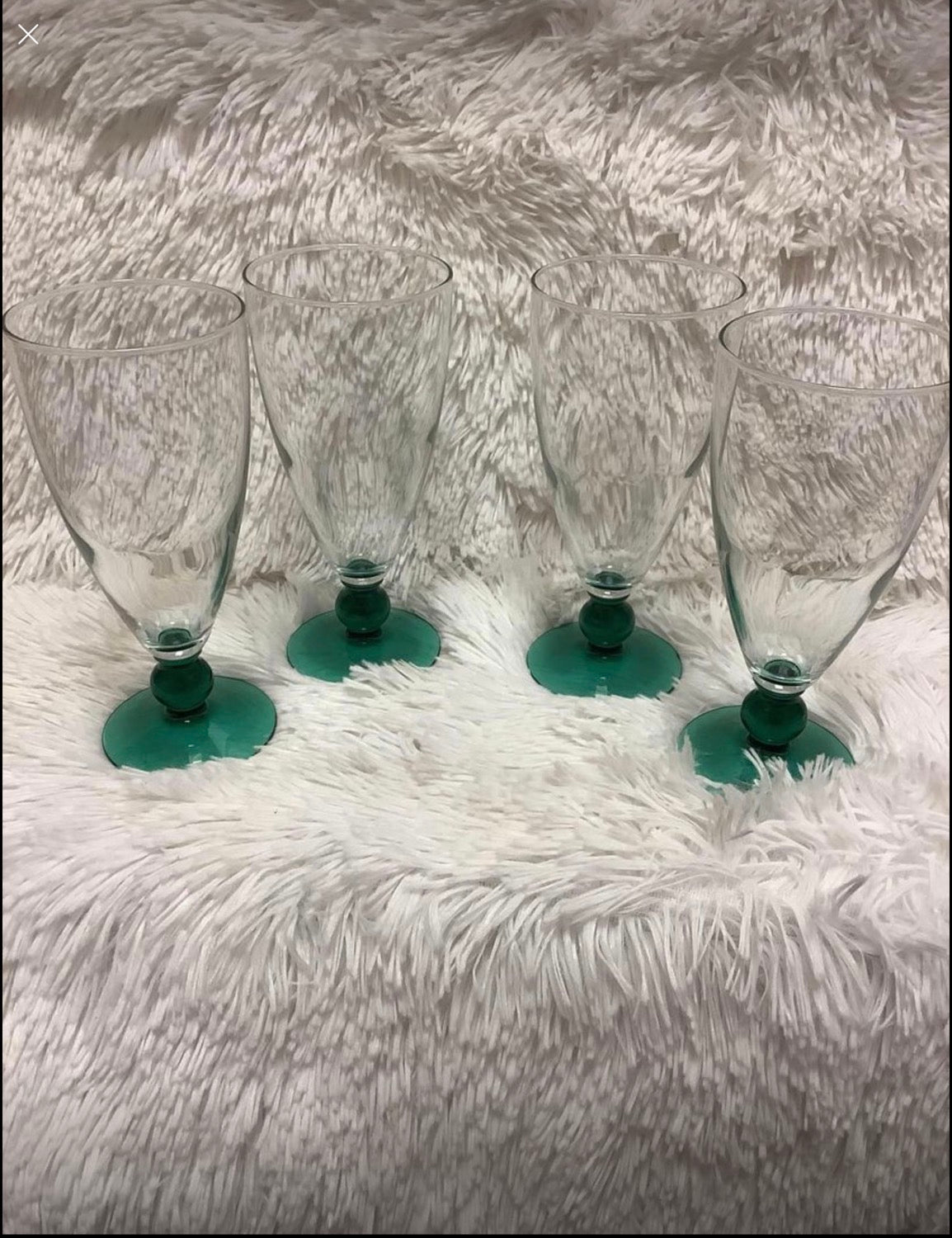 set of 3 Green based  crystal glasses image 2