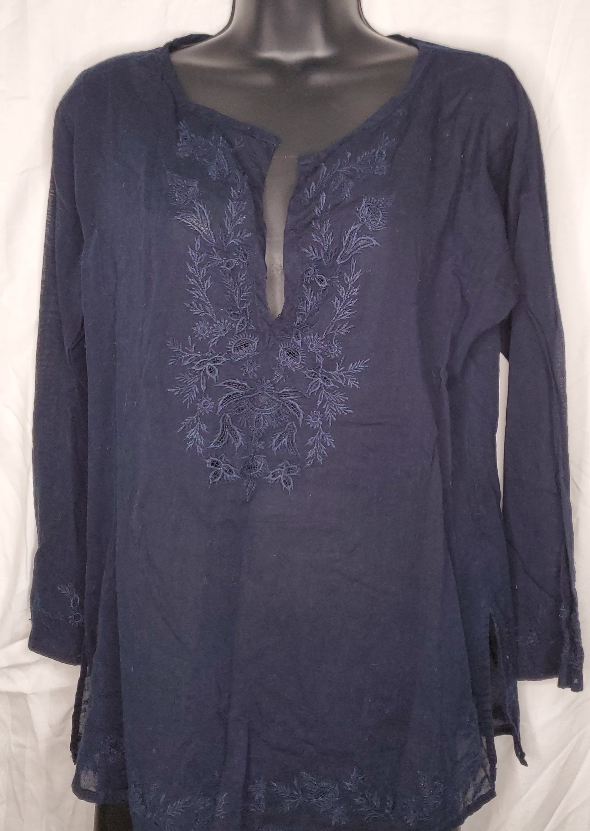 J crew blue crochet blouse size medium image 1