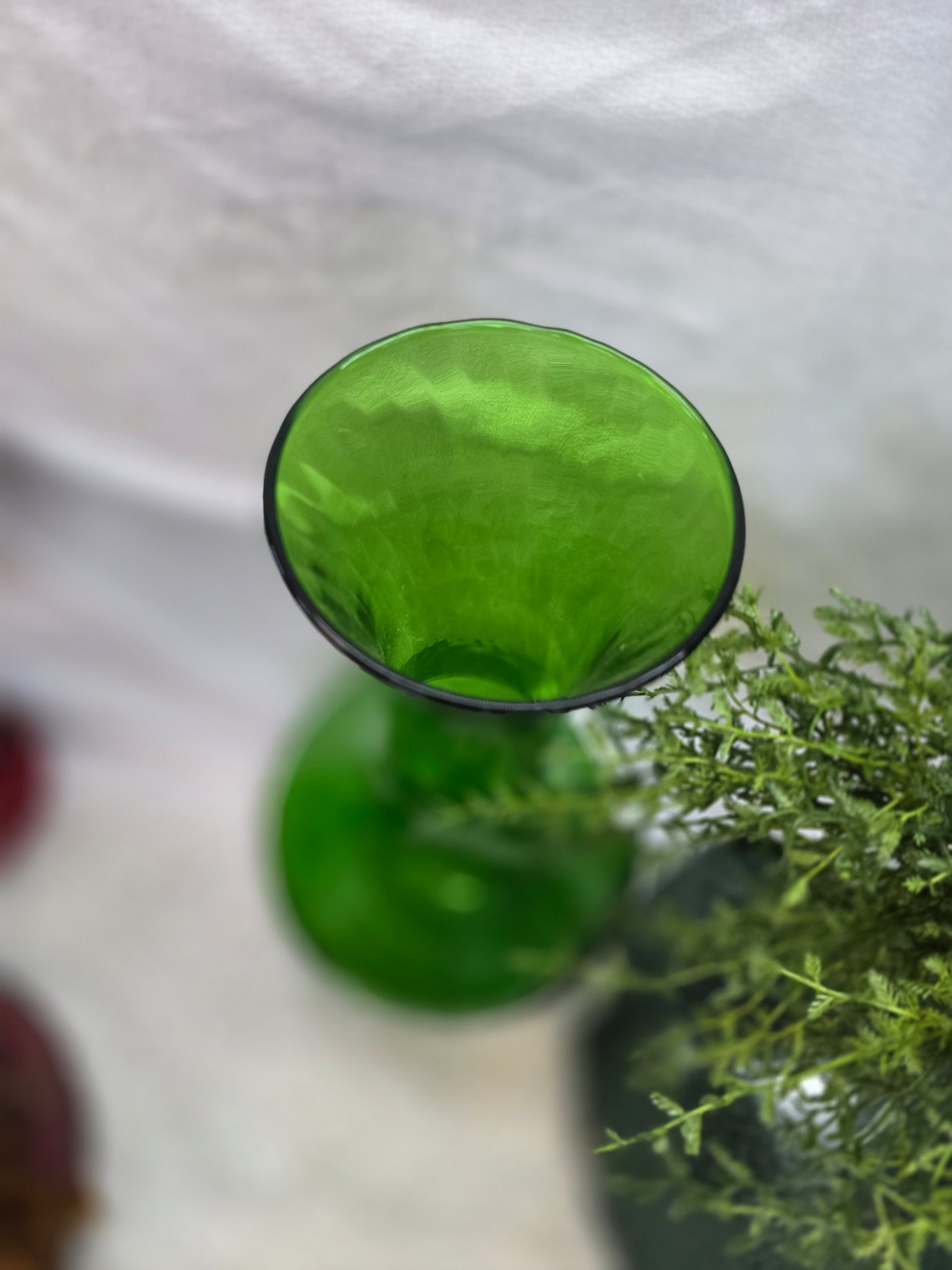 vintage green glass vase image 4