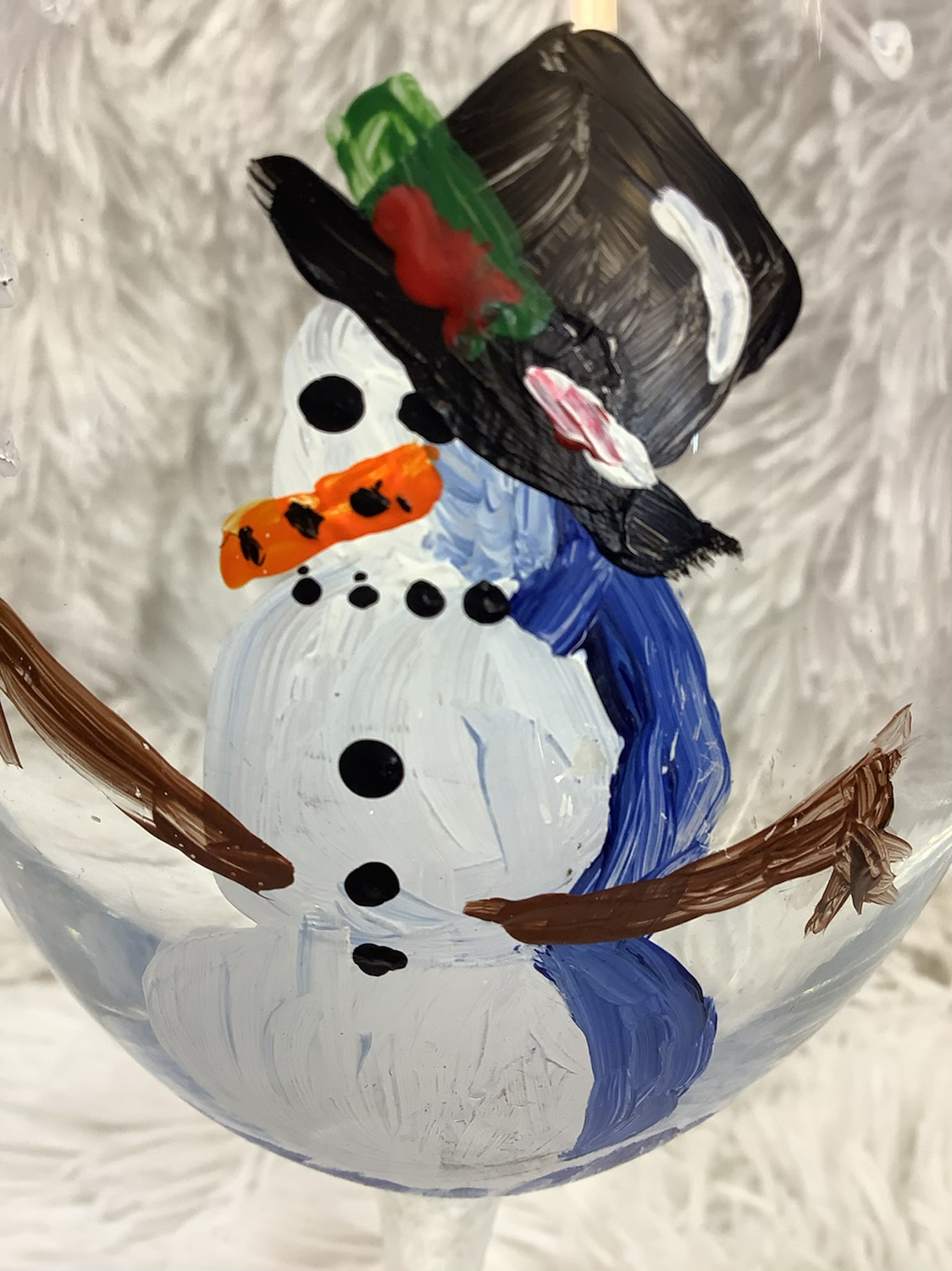 Hand painted snowman glass image 4