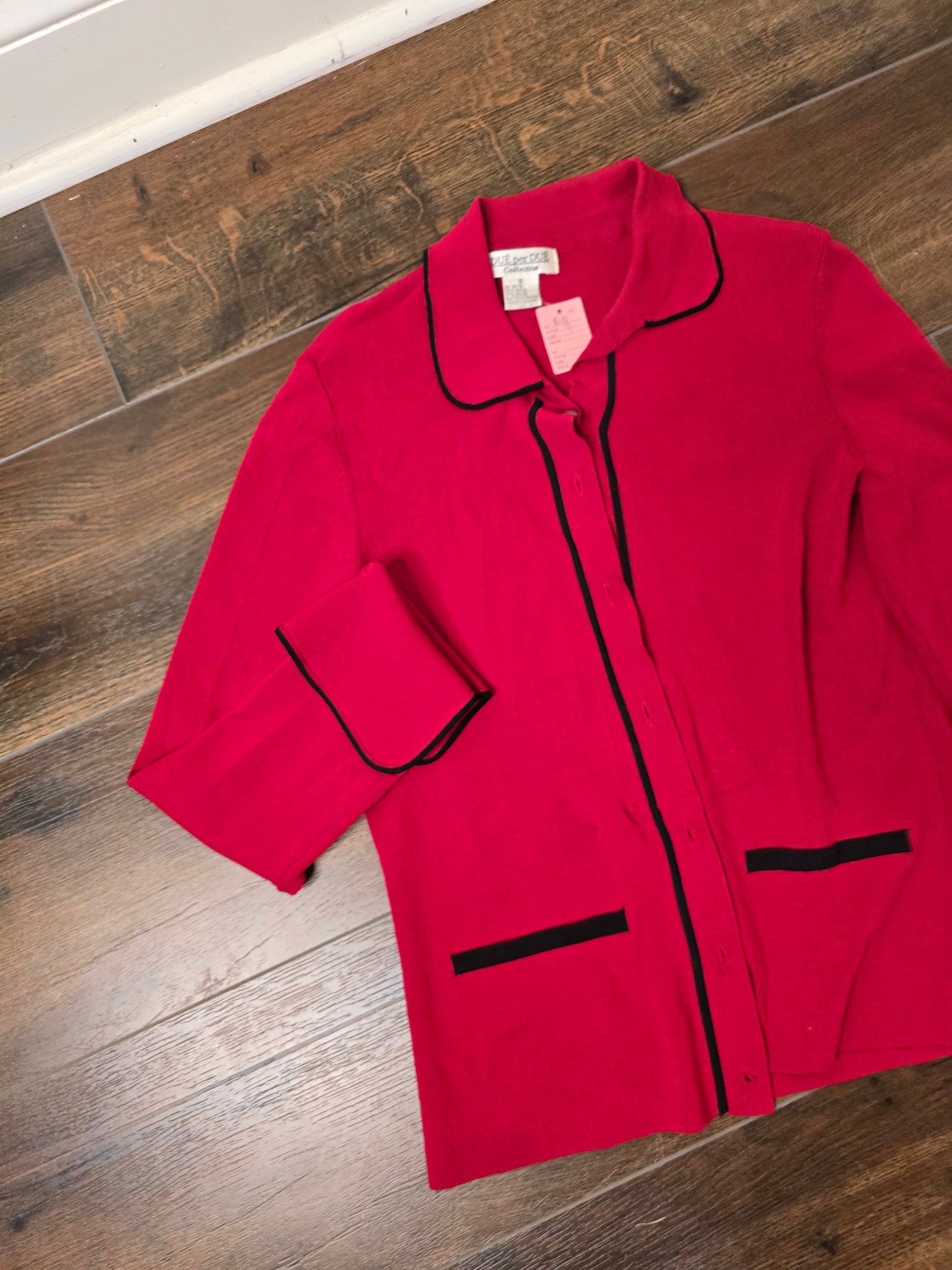 Red sweater blouse size S image 4