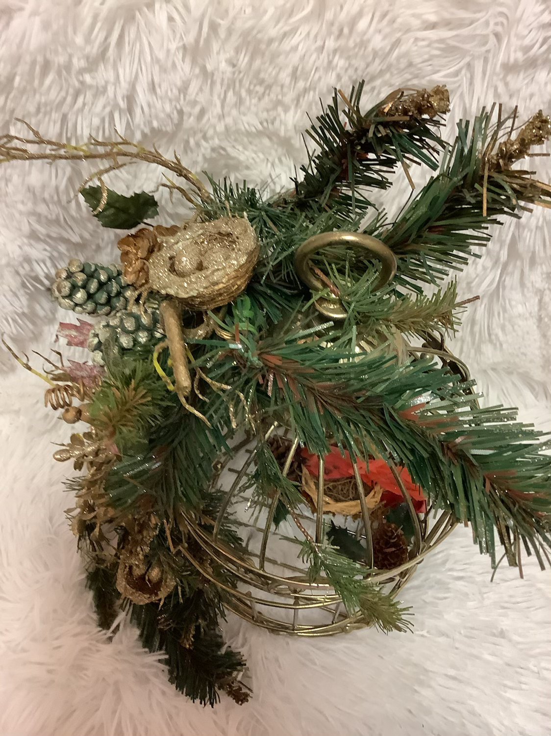 Gold Metal bird Cage Christmas Decorated 13 in image 4