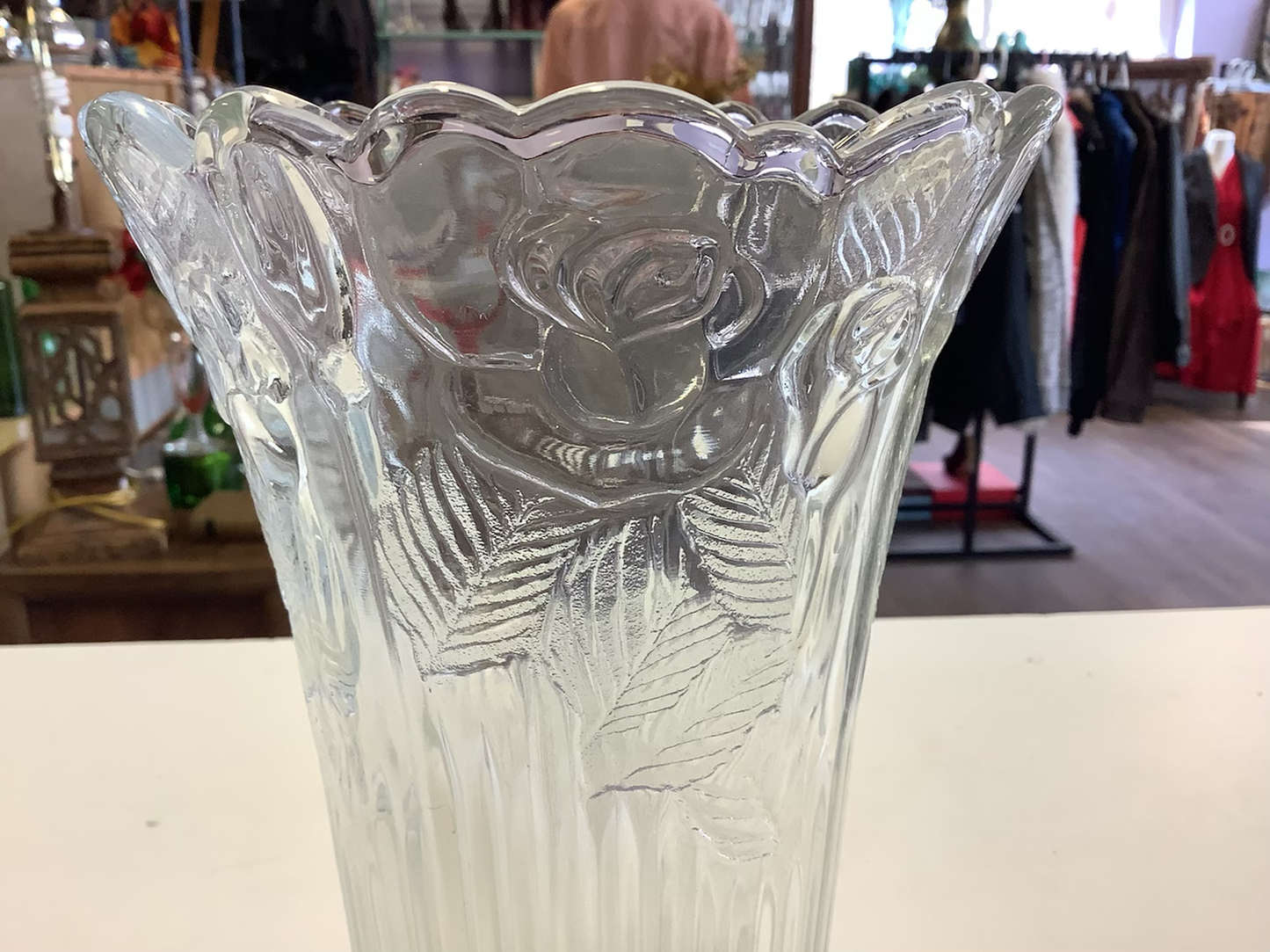 Large glass rose vase image 1