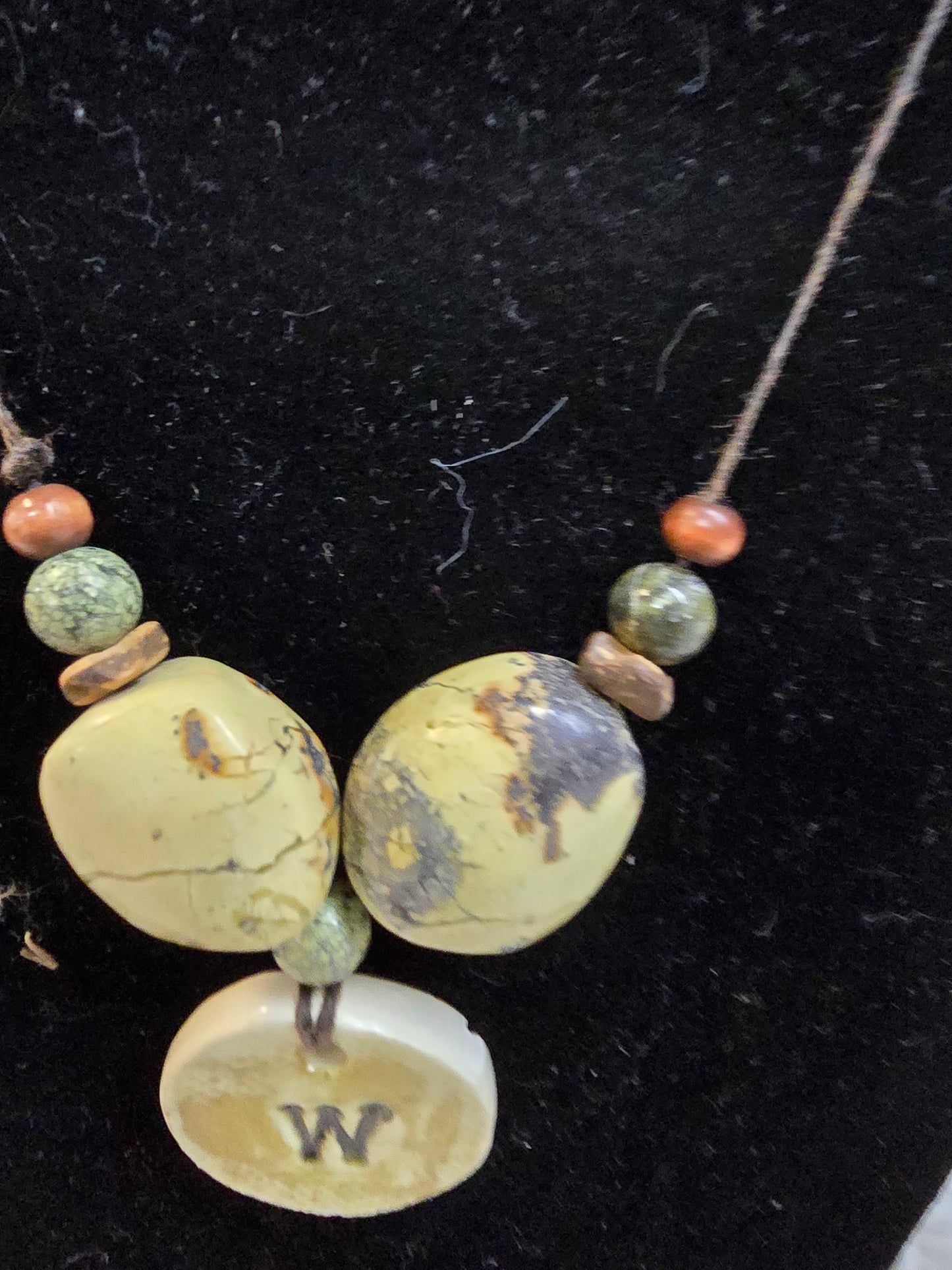 Wax and stone engraved necklace  image 2