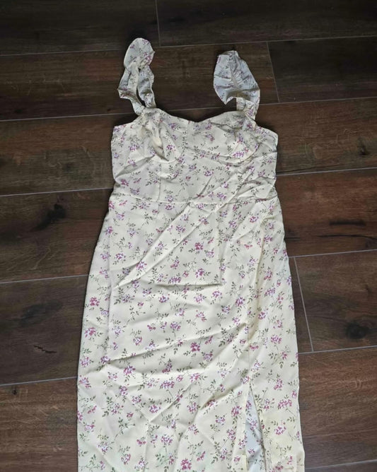 Girls White floral dress L image 0